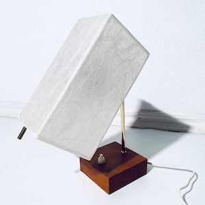 Elegant Mid-Century Teak Paper Shade Table Lamp Bedside Lamp / Vintage Decor 1960s
