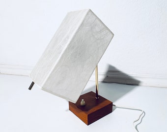 Elegant Mid-Century Teak Paper Shade Table Lamp Bedside Lamp / Vintage Decor 1960s