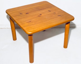 Vintage Danish Brutalist Square Wooden Coffee Table / 1960s