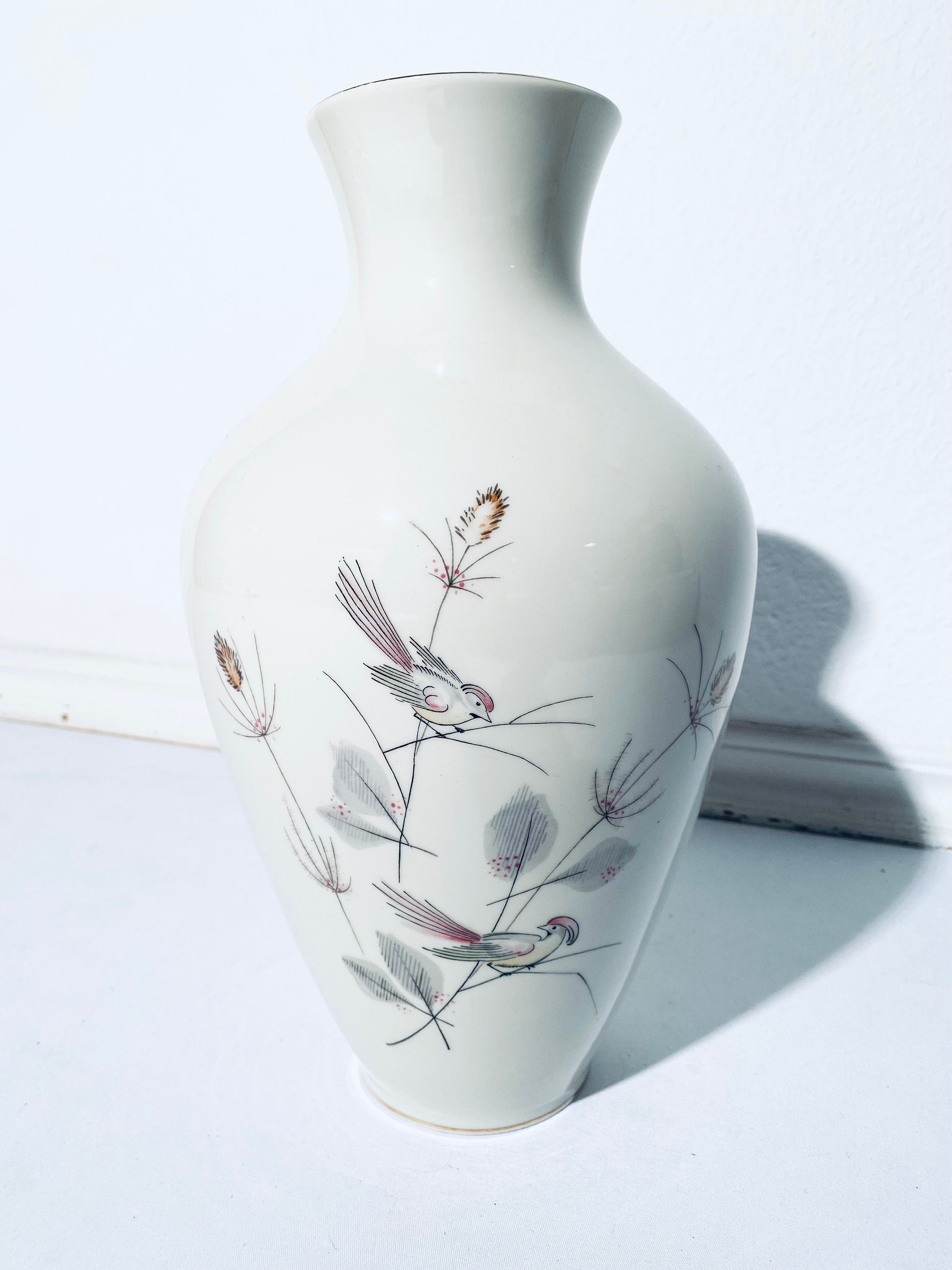 大型アルカ クンスト バイエルン磁器花瓶 楽園の鳥モチーフ / 1950