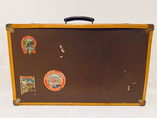 Valigia Vintage In Legno Con Cinghie Decorative E Manico In Pelle - Baule Portaoggetti Per Casa, Abbigliamento, Giocattoli, Oggetti Di Scena Fotografici