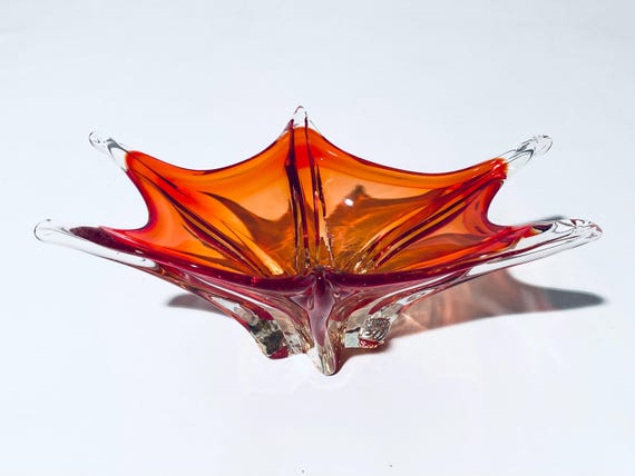 Vintage Fratelli Toso Murano 1960s Red Orange Sommerso Glass Fruit