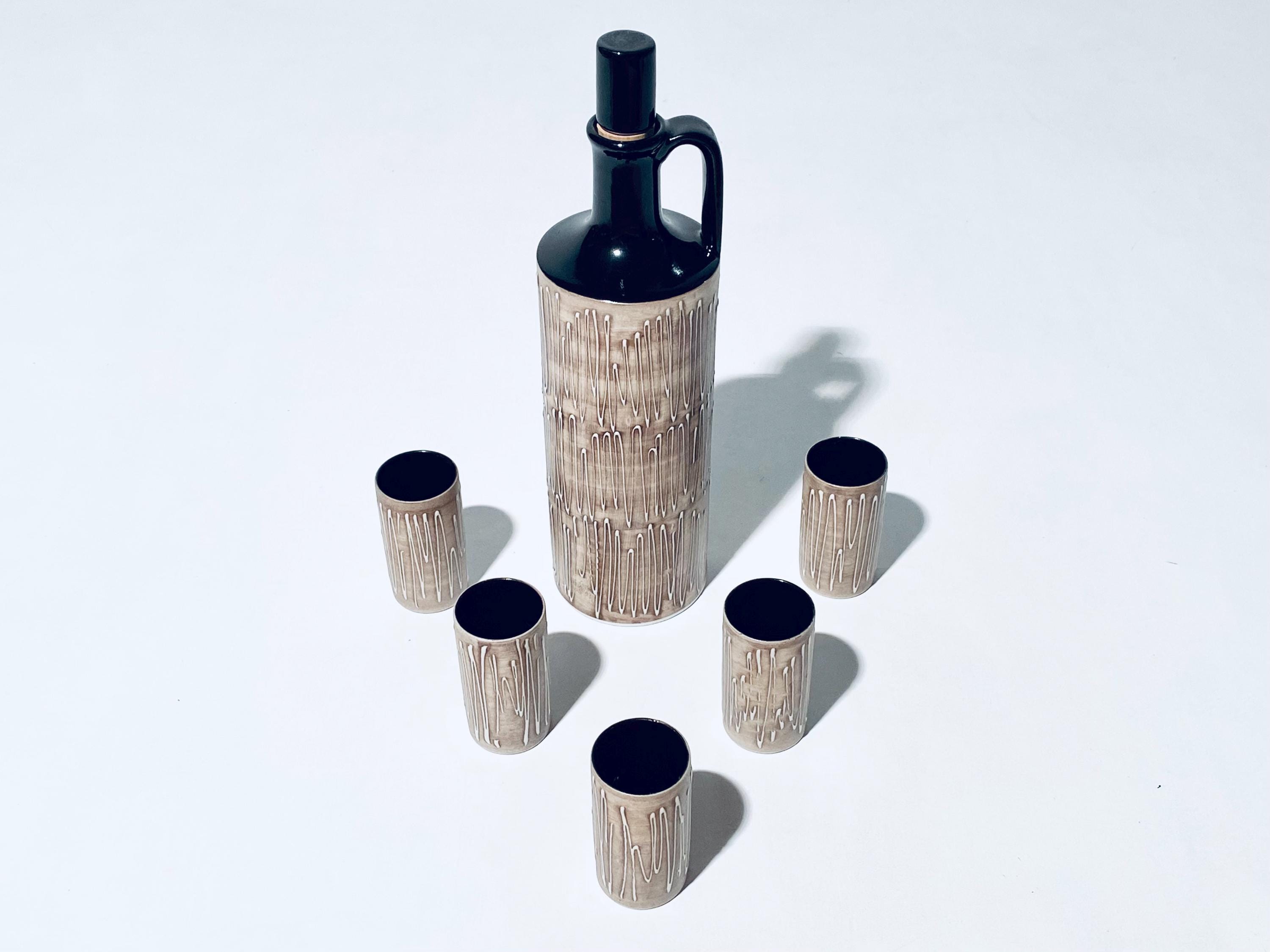 Masahiro Mori Hakuzan Japan Ceramic Liquor Sake Set With Five Shot