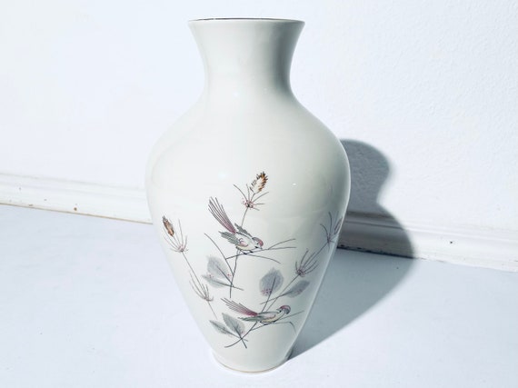 大型アルカ クンスト バイエルン磁器花瓶 楽園の鳥モチーフ / 1950