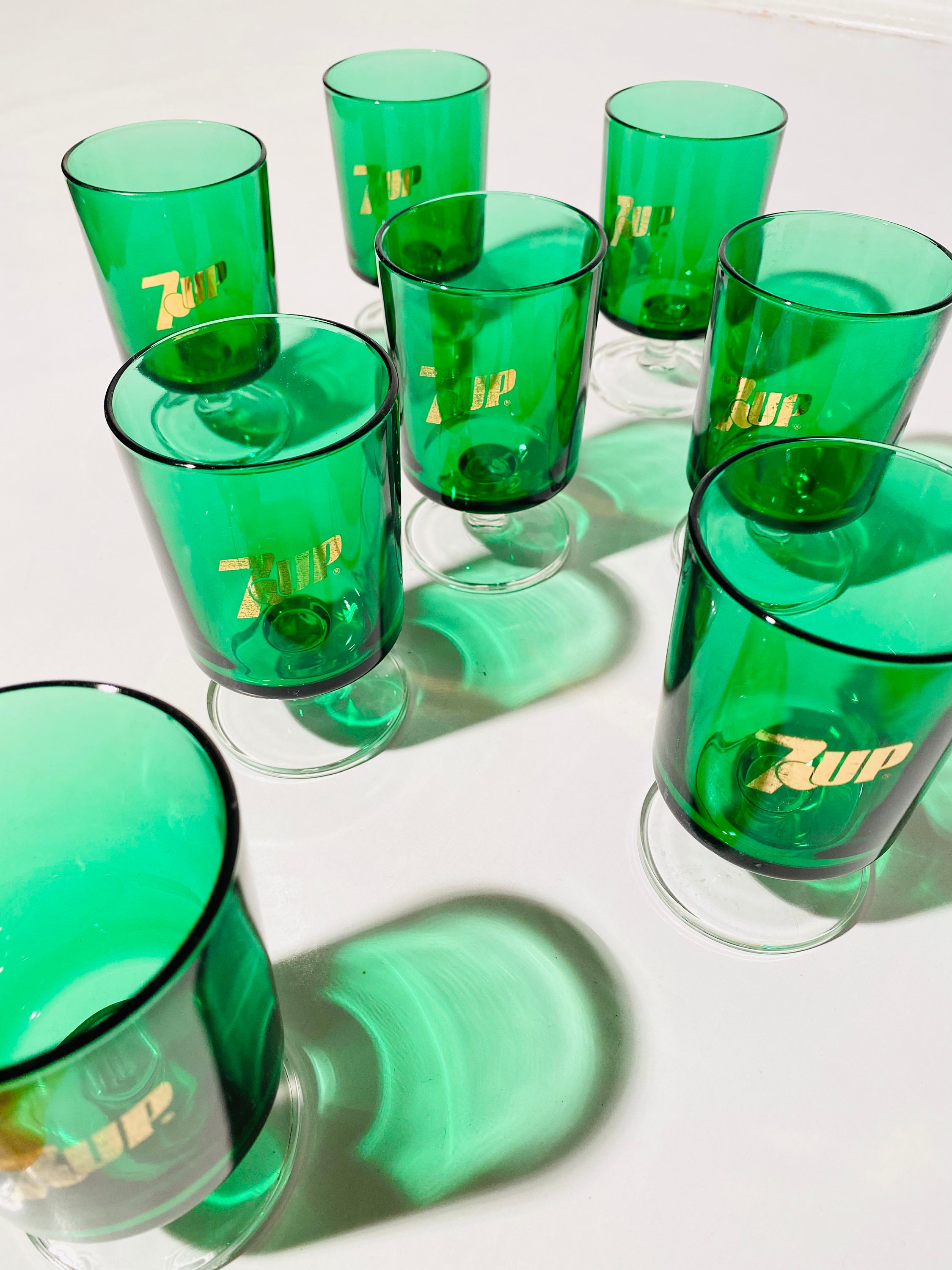Eight 7UP Green Vintage Drinking Glasses / Made in France / Vintage Decor  70s - Etsy