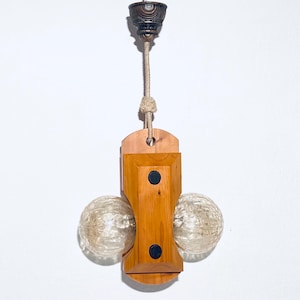 Temde Lantern Style Wooden Wall Bulb Lamp / By Charlotte Perriand / Cedar Wood Glass 1970s Vintage Decor