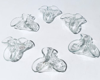Six Glasi Hergiswil Ensemble de bougeoirs en verre fabriqués à la main Suisse / Décor vintage