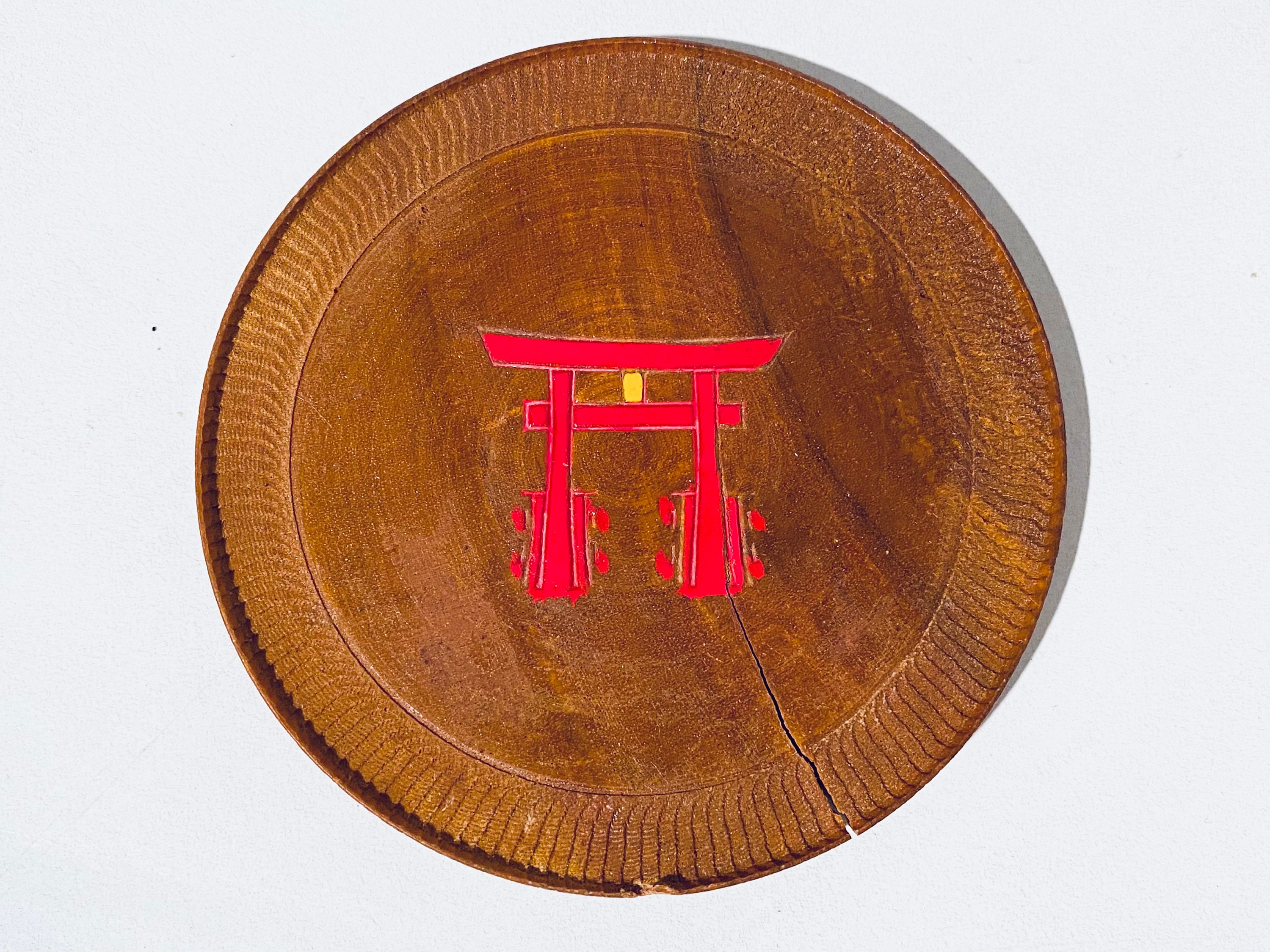 60s〜70s アメリカアンティーク　トレジャークラフト壷　USA製ヴィンテージ Six Handmade Wooden Japanese Drink Coasters Set With Tori Gate