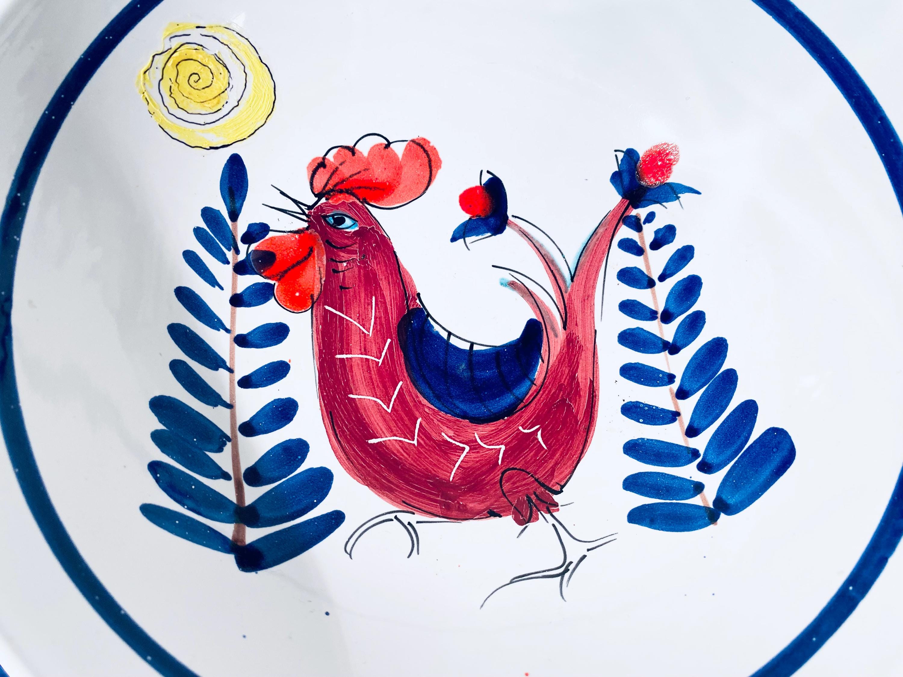 Bitossi by Aldo Londi Ceramic Plate With Chicken Rooster Motif