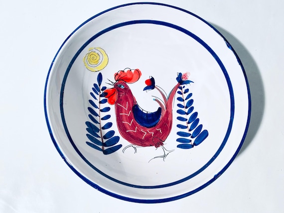 Bitossi by Aldo Londi Ceramic Plate With Chicken Rooster Motif
