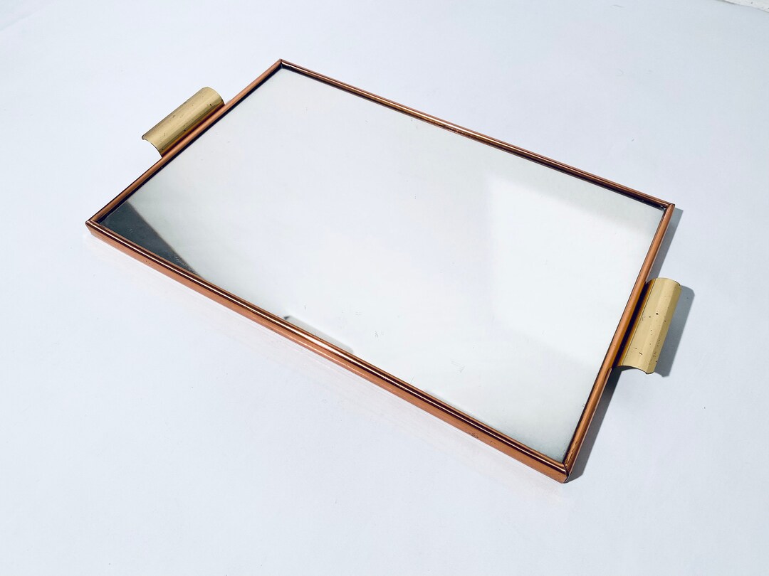 Mirrored Bar Tray Brass & Copper / Vintage Decor 1960s Etsy