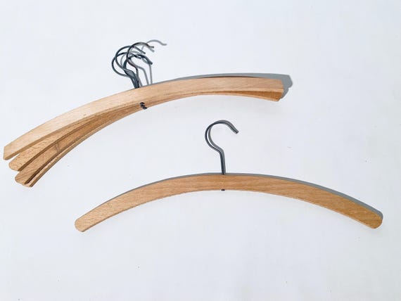 Five 1950s Wooden Coat Hangers Set / Germany Mid-century Vintage