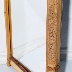 Vintage 1960s Bamboo Rectangular Mirror / Vintage Decor France / Boho Mid-Century Style image 8