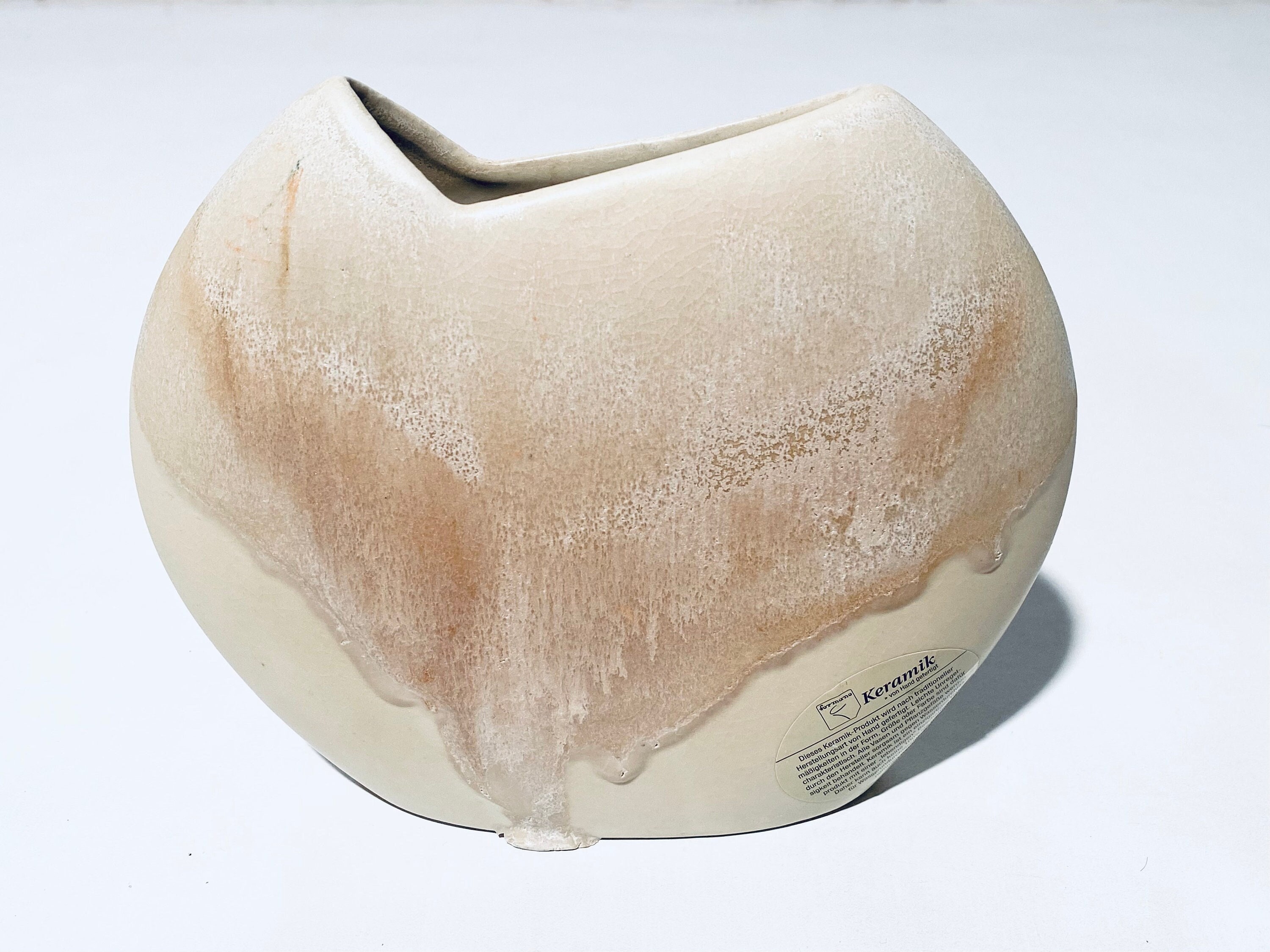 Formano Extravagant Beige Ceramic Decorative Vase / 1980s Vintage Decor