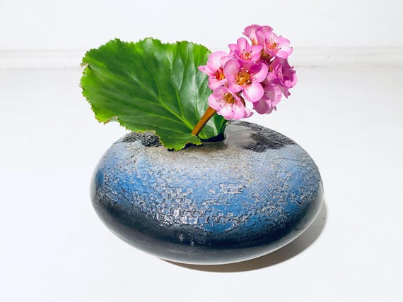 【CZECHOSLOVAKALEAD 】花瓶 Dilo Karlovy Vary Czechoslovakia Ceramic Vase / Round Fat Blue