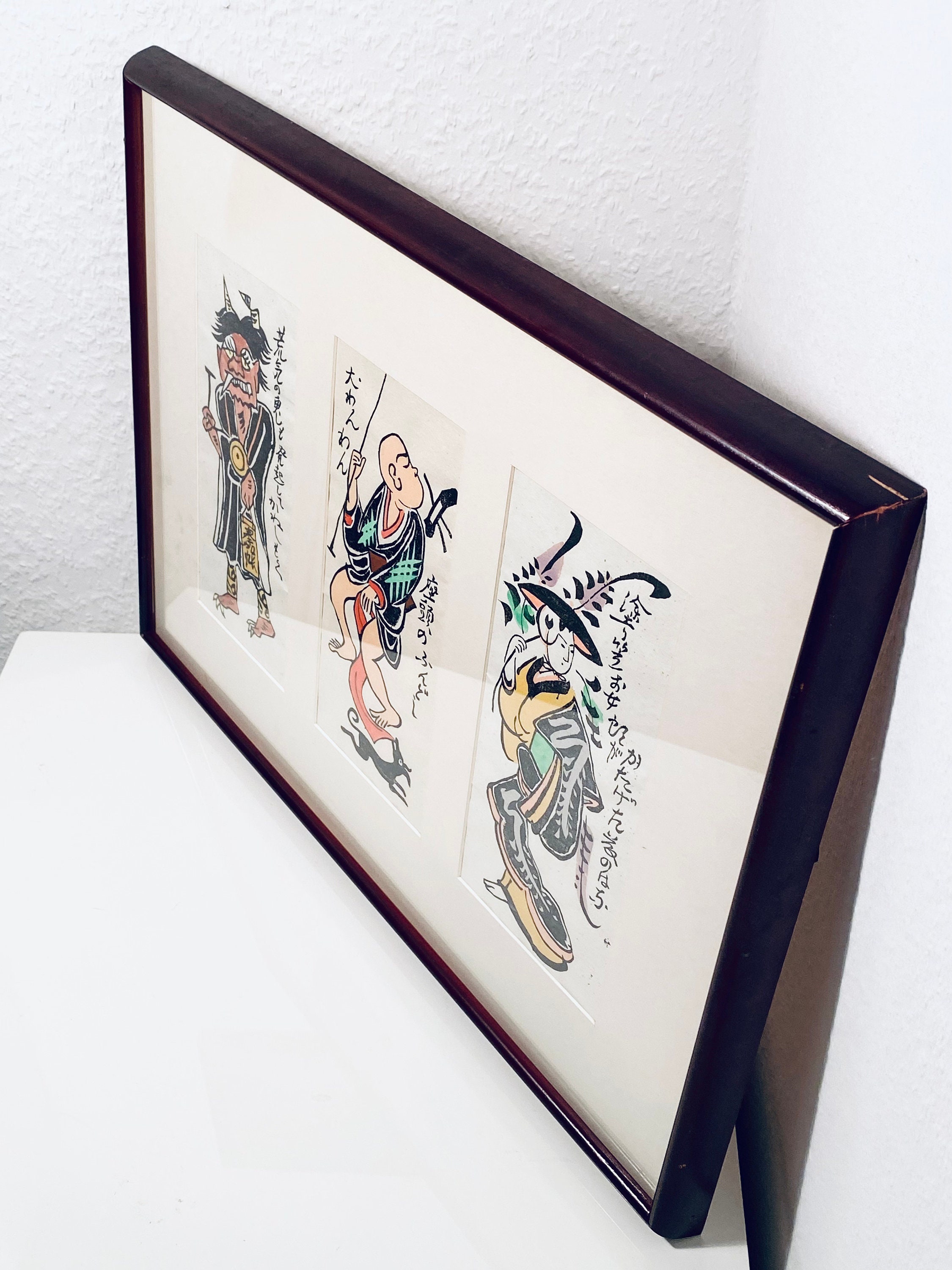 多様な 大津絵 日本の木版画額縁 日本 Etsy - ヴィンテージ装飾 / アンティーク雑貨