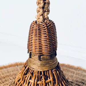 Huge Round Mid-Century Wicker Hanging Lamp / 60s 70s Vintage Decor image 7