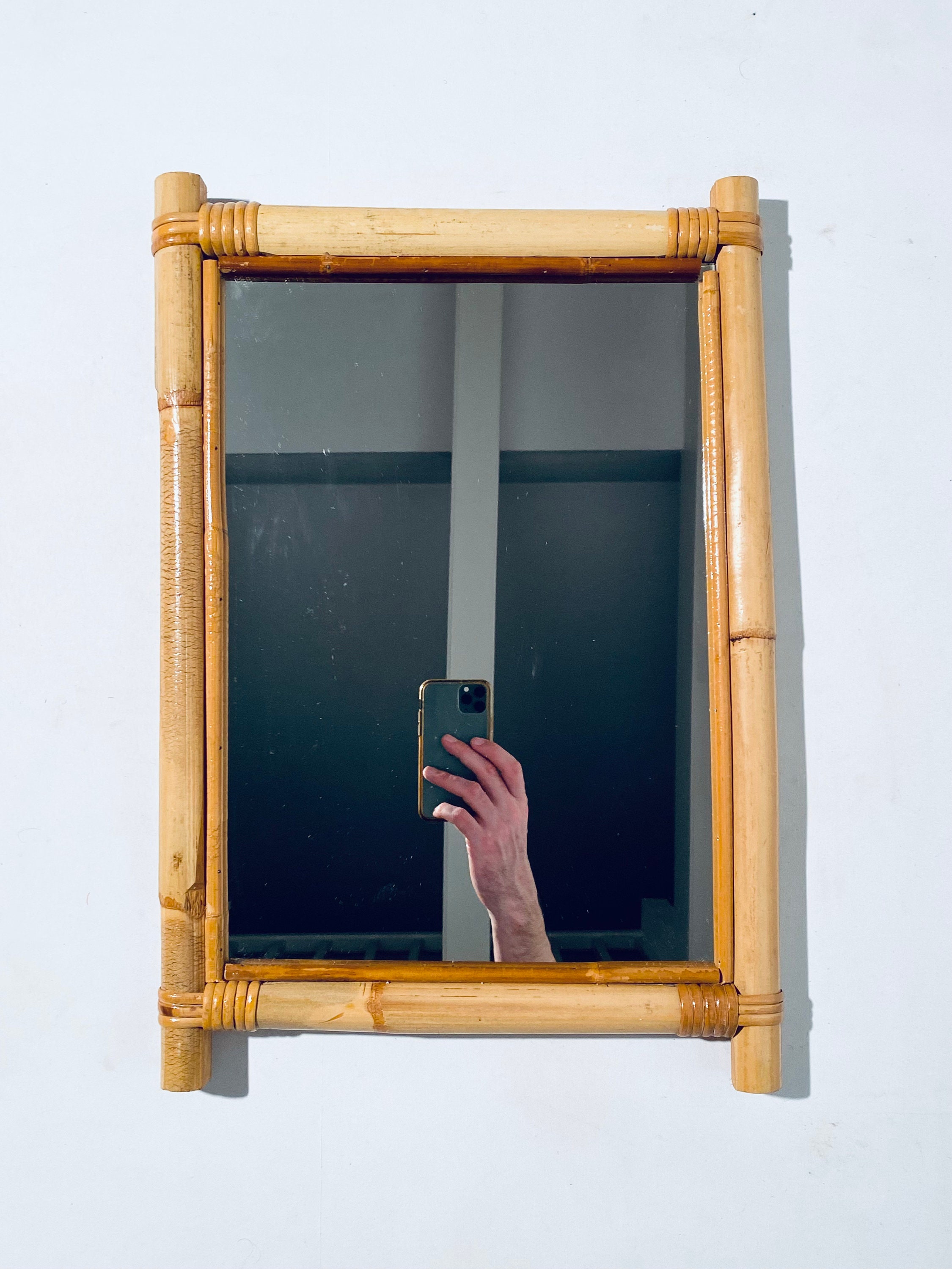 Vintage 1960s Bamboo Rectangular Mirror / Vintage Decor France / Boho ...