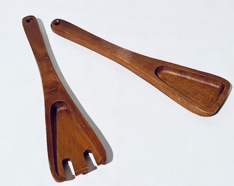 Teak Salad Servers / Mid-Century Vintage Decor 1960s