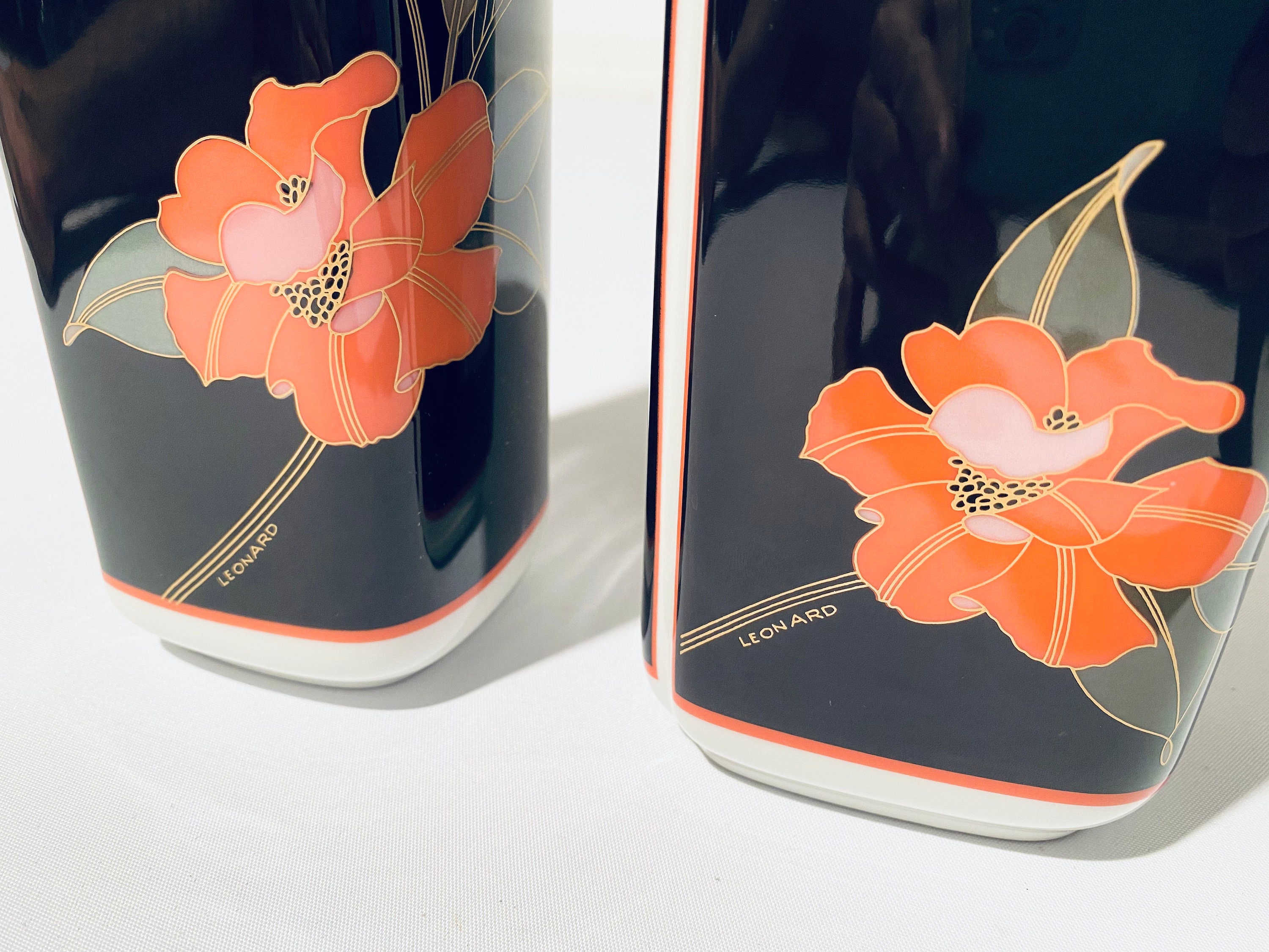 Two Leonard Paris Decor Tropica Porcelain Vases / Hutschenreuther