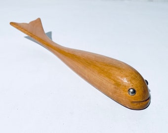 Comic Mid-Century Wooden Fish Bottle Opener / Vintage Decor 60s 70s