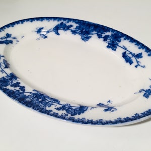 Large Utzschneider Porcelain Blue & White Wine Motif Platter / Vintage Decor 1900s