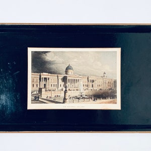 Oude houten Engelse dienblad National Gallery Londen motief / Vintage Decor jaren 60