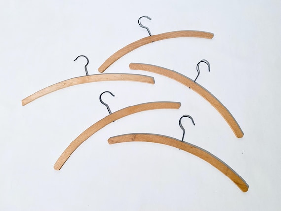 Five 1950s Wooden Coat Hangers Set / Germany Mid-century Vintage