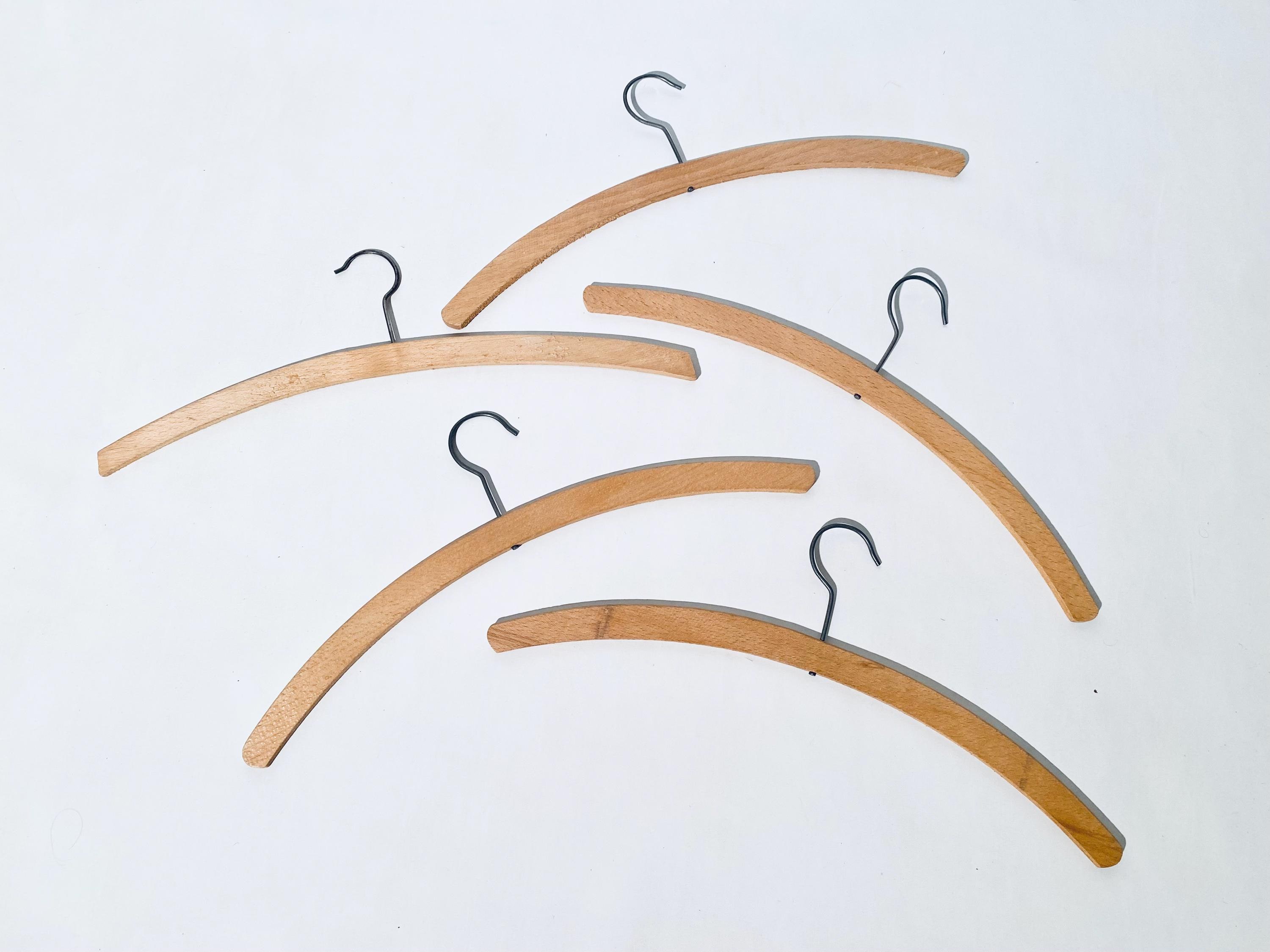 Five 1950s Wooden Coat Hangers Set / Germany Mid-century Vintage