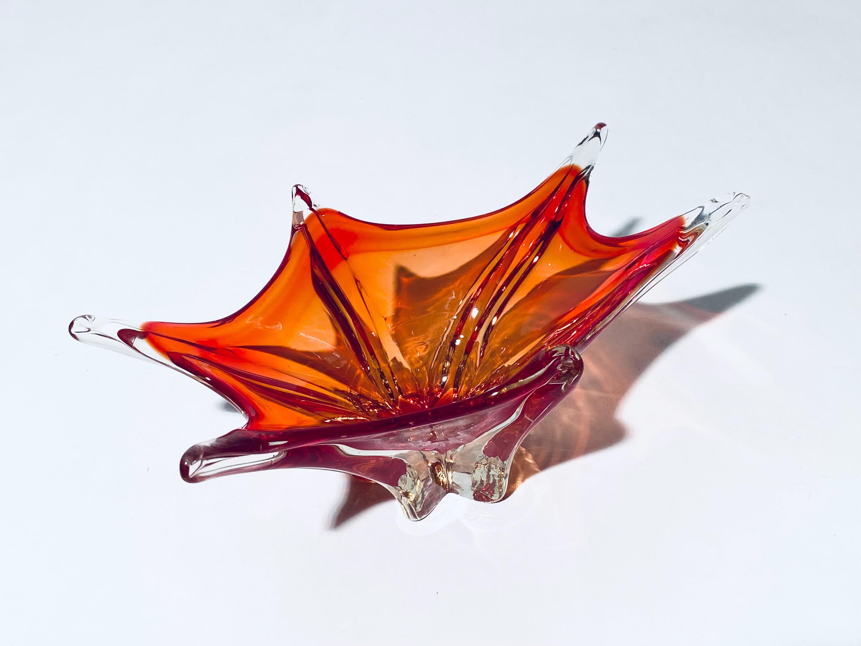 Vintage Fratelli Toso Murano 1960s Red Orange Sommerso Glass Fruit