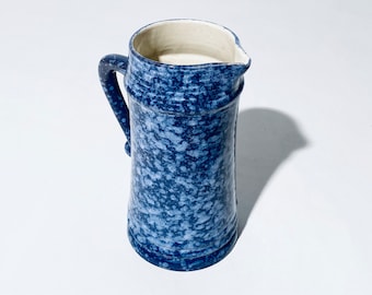 Brocca vintage in ceramica Strehla blu / Decoro GDR vintage