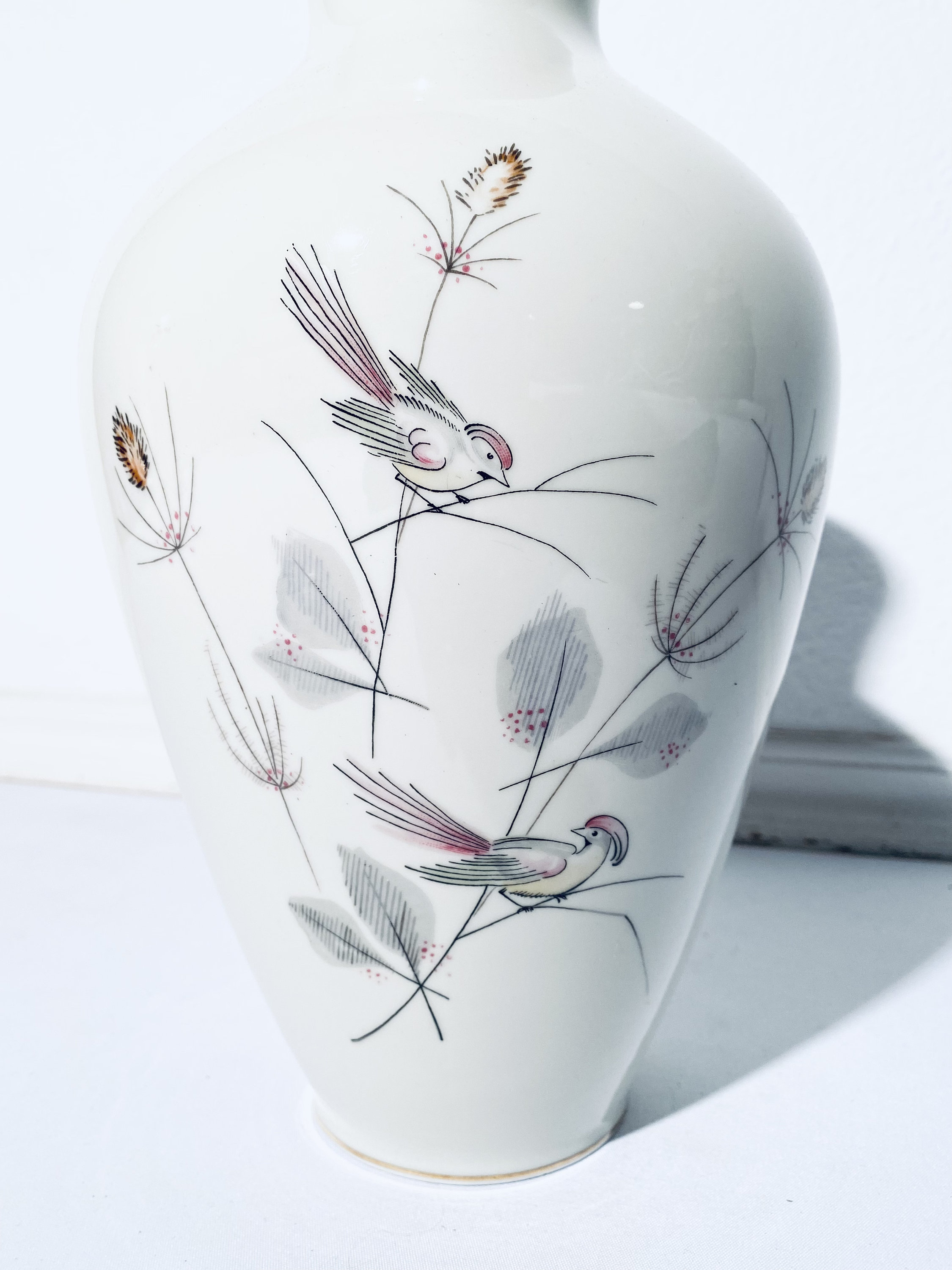 大型アルカ クンスト バイエルン磁器花瓶 楽園の鳥モチーフ / 1950