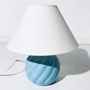 Pastel Blue Ceramic Base Table Lamp / Vintage Decor England