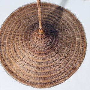 Huge Round Mid-Century Wicker Hanging Lamp / 60s 70s Vintage Decor image 3