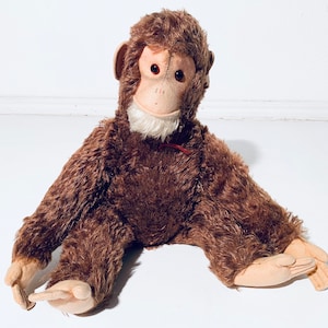 Oude Hermann knuffelaap speelgoed/vintage mohair chimpansee