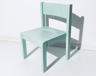 Vintage Turquoise Childrens Chair Kids Stool / Vintage Shabby Chic Furniture 70s