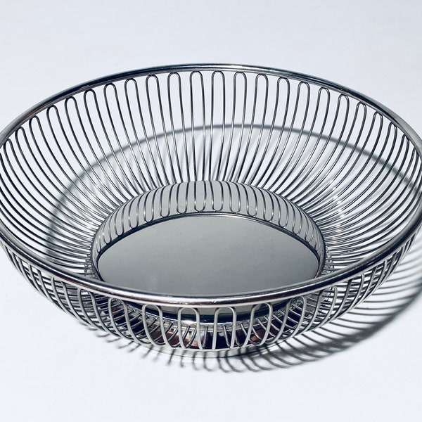 Alessi Fruit Or Bread Basket Bowl Model 826 Silver Stainless Steel / 24 CM