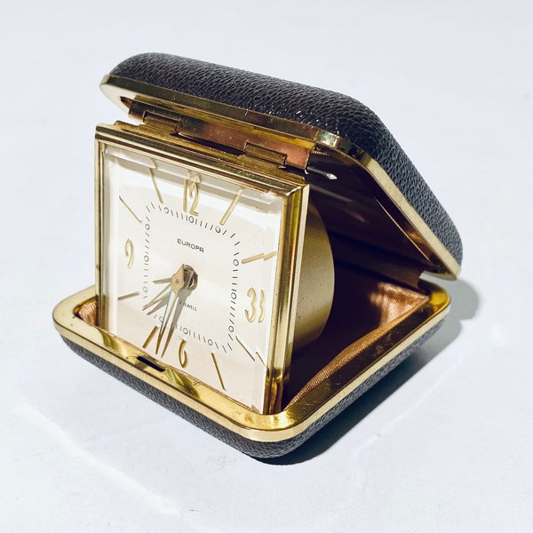 Europa Jewels Bedside Travel Alarm Clock Brown & Gold / Vintage Decor