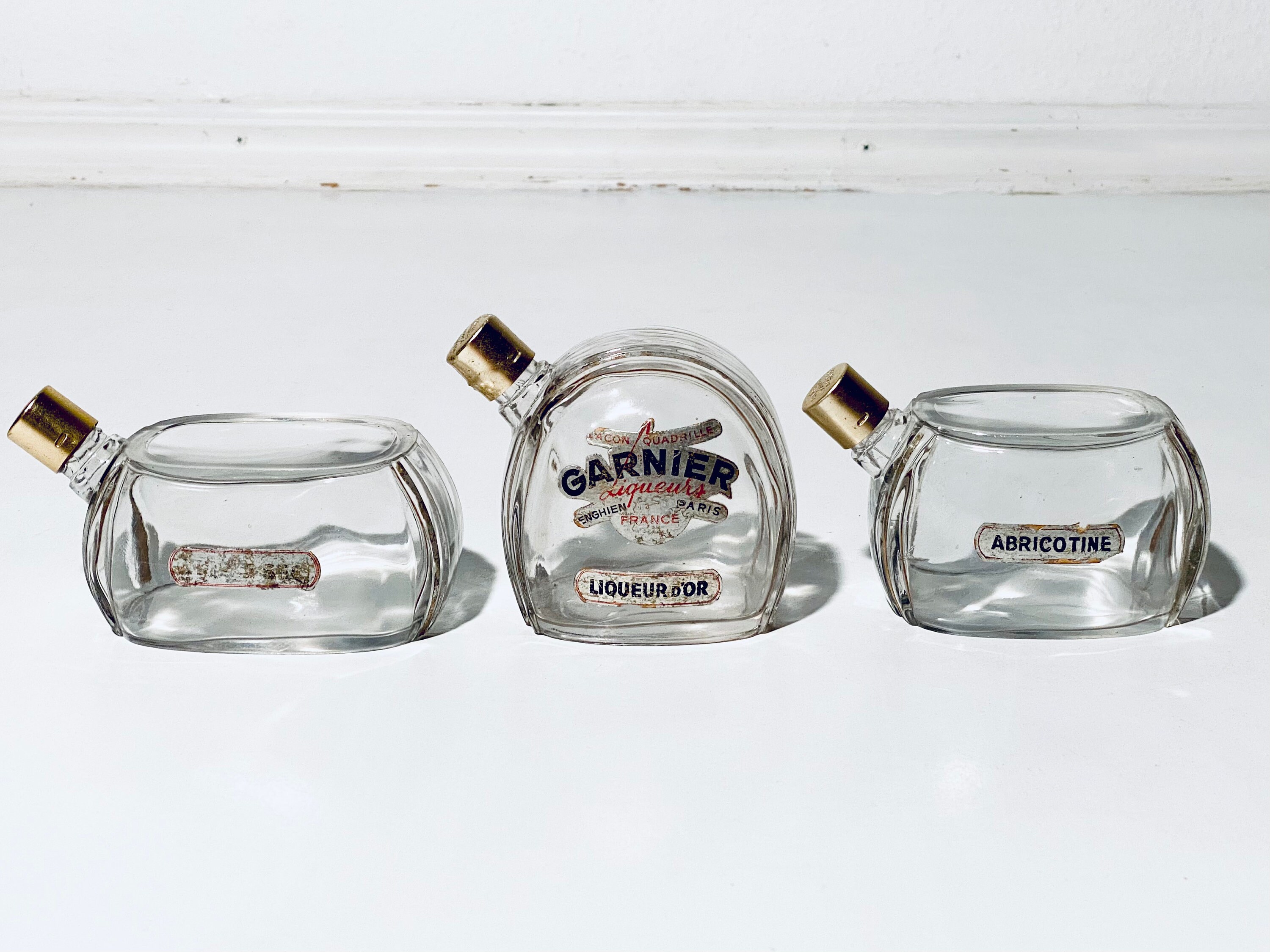 GARNIER Liqueursピエロ　レトロ酒瓶　置物 Antique Garnier Liqueur D'OR Paris Liquer Bottle Set / 20s Vintage
