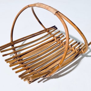 1960s Bamboo Fruit Basket / Mid-Century Vintage Decor Boho Style Design