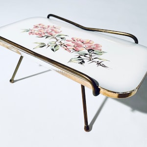 1950s Ceramic Cactus Podium Display Showcase Stand With Floral Pattern Grunstadt Keramik / Vintage Decor 50s