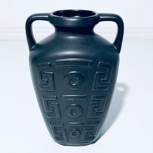 Walter Gerhards Black Ceramic Amphora Vase / Vintage Mid-Century 1960s