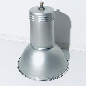 Large Siemens Industrial Silver Aluminum Hanging Lamp / 1970s Vintage Decor