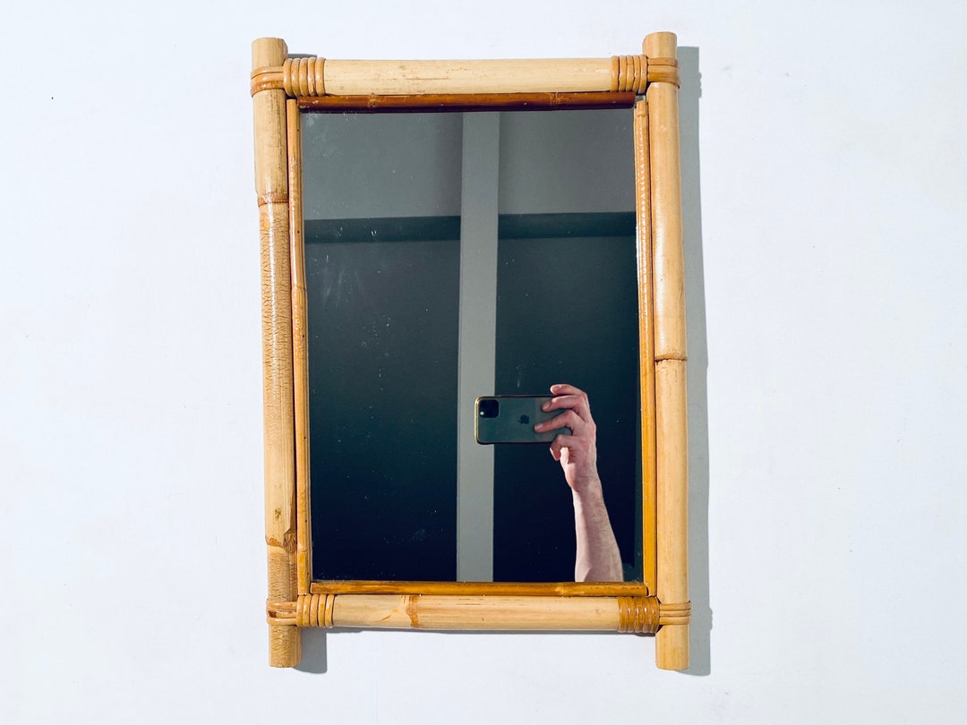 Vintage 1960s Bamboo Rectangular Mirror / Vintage Decor France / Boho ...