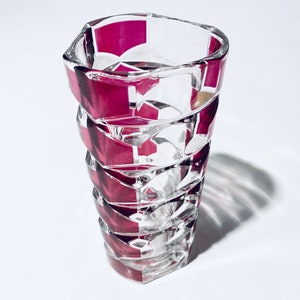 Triangular Glass Vase Art Deco Style / 1960s Vintage Decor