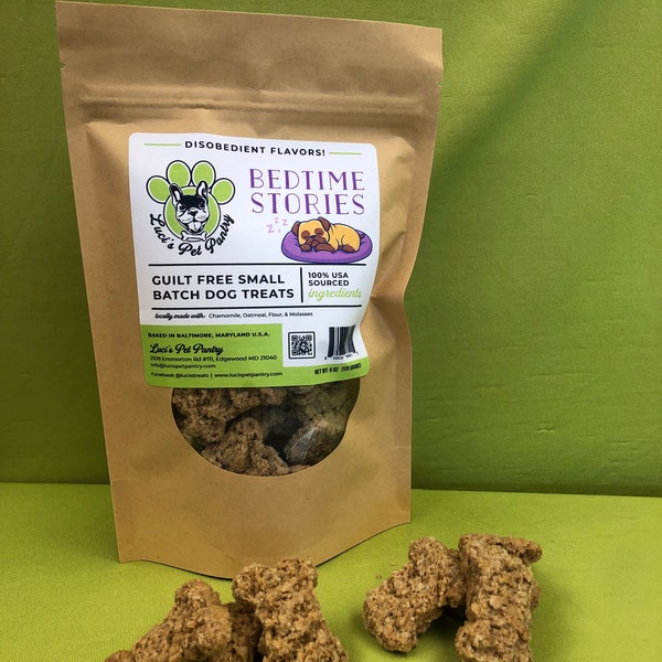 Bed Time Stories - Calming Soothing and Relaxing Dog Treats - Made with chamomile - NO CHEMICALS!!