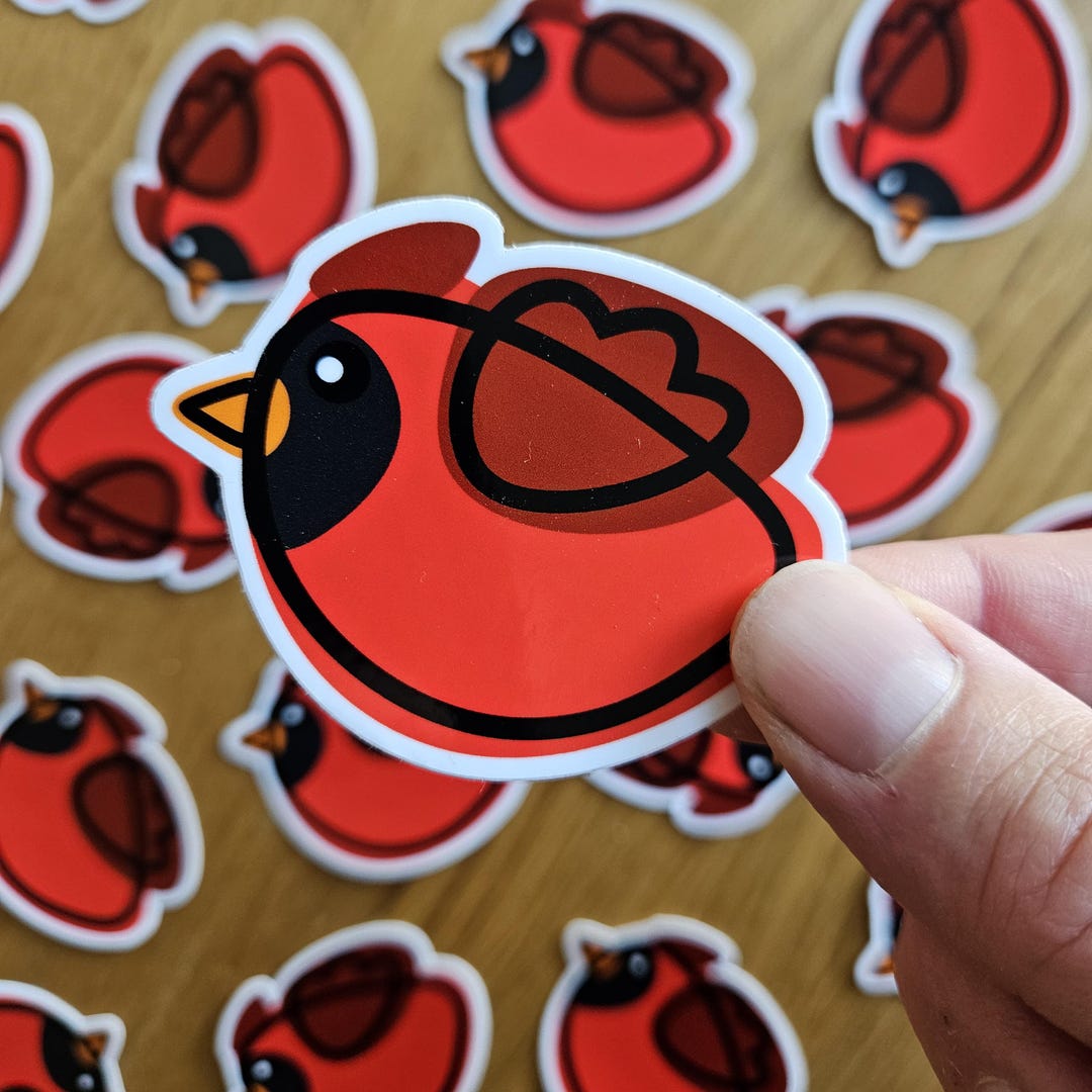 Northern Cardinal Borb Sticker | Glossy Vinyl Die-cut - Etsy