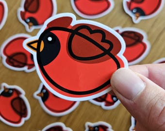 Northern Cardinal Borb Sticker | Glossy Vinyl Die-Cut