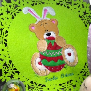 Easter bear bunny with egg application Easter 13x18, 15x25 & 20x30