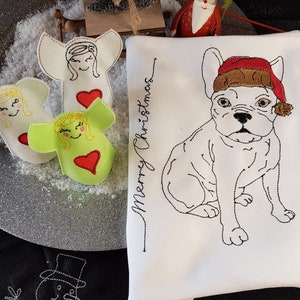 Embroidery file Christmas Bully Frenchie French Bulldog 10x10 13x18 15x25 20x30